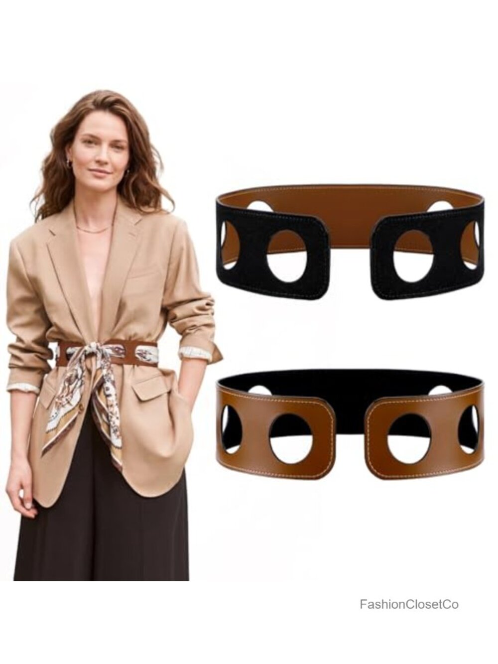 Reversible PU Leather Scarf Belt Waist Cincher Adjustable Women's Accessory